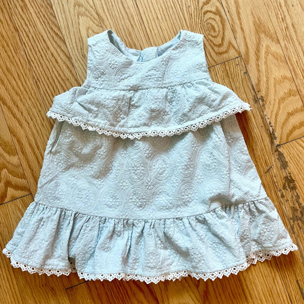Catherine Malandrino Mini Blue Lace Embroidered Textured Tiered Party Dress 24mo